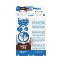 FRESUBIN 2 kcal Šķiedra DRINK Šokolādes dzeramā pudele, 4X200 ml