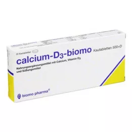 CALCIUM-D3-biomo košļājamās tabletes 500+D, 20 gab