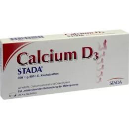 CALCIUM D3 STADA 600 mg/400 SV košļājamās tabletes, 20 gab