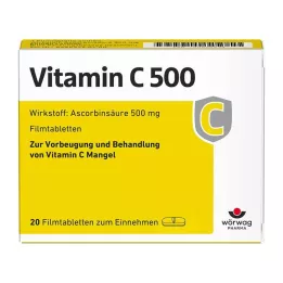 VITAMIN C 500 apvalkotās tabletes, 20 gab