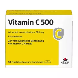 VITAMIN C 500 apvalkotās tabletes, 50 gab