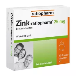 ZINK-RATIOPHARM 25 mg putojošās tabletes, 20 gab