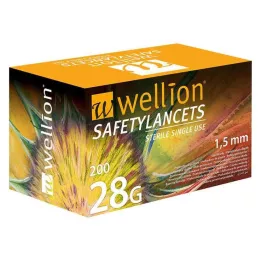 WELLION Drošības lancetes 28 G Vienreizējās lietošanas drošības lancetes, 200 gab