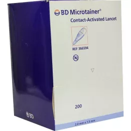 BD MICROTAINER Lancete zila 1,5x2 mm, 200 gab