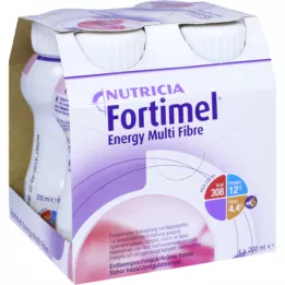 FORTIMEL Energy MultiFibre zemeņu garša, 4X200 ml