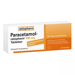 PARACETAMOL-ratiopharm 500 mg tabletes, 20 gab