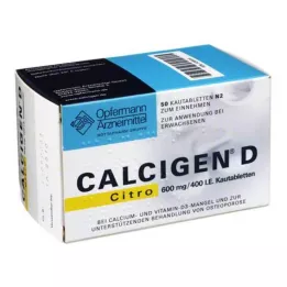 CALCIGEN D Citro 600 mg/400 I.E. košļājamās tabletes, 50 gab