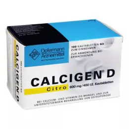 CALCIGEN D Citro 600 mg/400 I.E. košļājamās tabletes, 100 gab