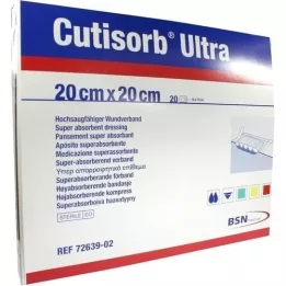 CUTISORB Ultra absorbējošas kompreses 20x20 cm sterilas, 20 gab