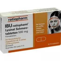 IBU-RATIOPHARM Lizināta sāpju tabletes 500 mg, 20 gab