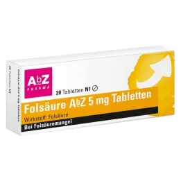 FOLSÄURE AbZ 5 mg tabletes, 20 gab
