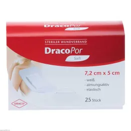 DracoPor Soft balts brūču pārsējs 7,2x5 cm sterils, 25 gab