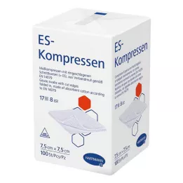 ES-KOMPRESSEN nesterils 7,5x7,5 cm 8 virzienu, 100 gab