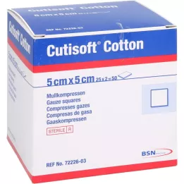 CUTISOFT Kokvilnas komprese 5x5 cm sterila, 25X2 gab