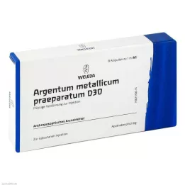 ARGENTUM METALLICUM praeparatum D 30 ampulas, 8 gab