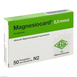 MAGNESIOCARD 2,5 mmol apvalkotās tabletes, 50 gab