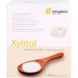 MIRADENT Ksilīta cukura aizvietotāja pulvera paciņas, 100x4 g