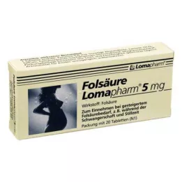 FOLSÄURE LOMAPHARM 5 mg tabletes, 20 gab