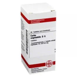 CARBO VEGETABILIS D 6 tabletes, 80 gab