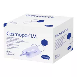 COSMOPOR IV kanulu fiksācijas pārsējs 6x8 cm, 50 gab
