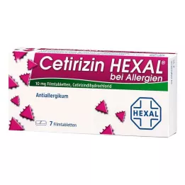 CETIRIZIN HEXAL Apvalkotās tabletes pret alerģijām, 7 gab