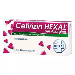 CETIRIZIN HEXAL Apvalkotās tabletes pret alerģijām, 20 gab