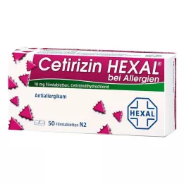 CETIRIZIN HEXAL Apvalkotās tabletes pret alerģijām, 50 gab