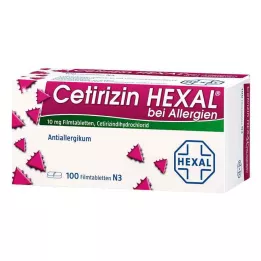 CETIRIZIN HEXAL Apvalkotās tabletes pret alerģijām, 100 gab