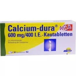CALCIUM DURA Vit D3 600 mg/400 SV košļājamās tabletes, 50 gab