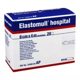 ELASTOMULL slimnīca 8 cmx4 m elastīgs fiksācijas kronšteins balts, 20 gab