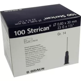 STERICAN Kanulas Luer-Lok 0,60x30 mm, izmērs 14, zils, 100 gab