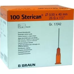 STERICAN Zobu kanna Luer 0,5x40 mm, 100 gab