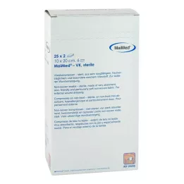 VLIESKOMPRESSEN 10x20 cm sterils 6-slāņu, 25X2 gab
