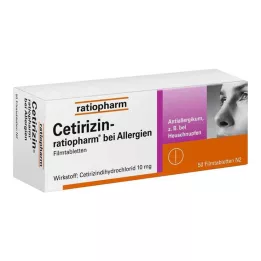 CETIRIZIN-ratiopharm alerģijām 10 mg apvalkotās tabletes, 50 gab