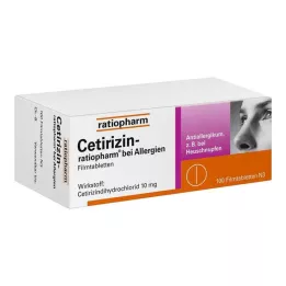 CETIRIZIN-ratiopharm alerģijām 10 mg apvalkotās tabletes, 100 gab