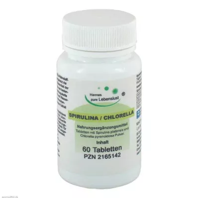 SPIRULINA+CHLORELLA tabletes, 60 gab