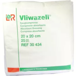 VLIWAZELL Absorbējošās kompreses nesterilas 20x20 cm, 25 gab