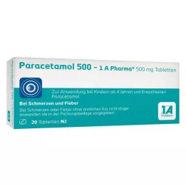 PARACETAMOL 500-1A Pharma tabletes, 20 gab
