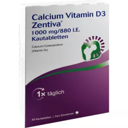 CALCIUM VITAMIN D3 Zentiva 1000 mg/880 I.U. Kautab, 48 gab