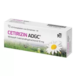 CETIRIZIN ADGC Apvalkotās tabletes, 20 gab