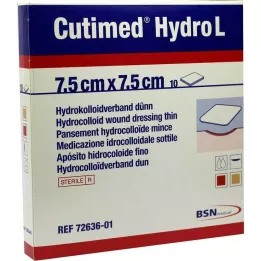 CUTIMED Hydro L hidrokoloīda savienojums plāns 7,5x7,5 cm, 10 gab