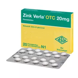 ZINK VERLA OTC 20 mg apvalkotās tabletes, 20 gab