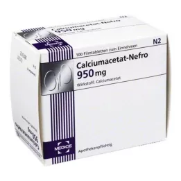 CALCIUMACETAT NEFRO 950 mg apvalkotās tabletes, 100 gab