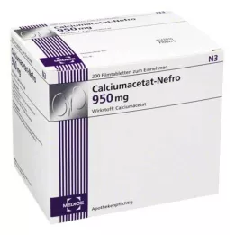 CALCIUMACETAT NEFRO 950 mg apvalkotās tabletes, 200 gab