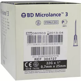 BD MICROLANCE Kanula 22 G 1 0,7x25 mm, 100 gab