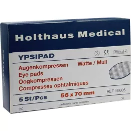 AUGENKOMPRESSEN Ypsipad 56x70 mm sterils, 5 gab