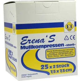 Erena Sterilā marles komprese 7,5x7, 25x2 gab