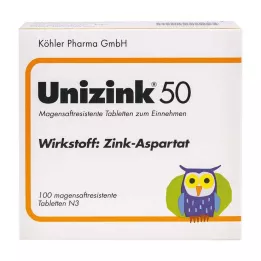 UNIZINK 50 zarnās šķīstošās tabletes, 100 gab