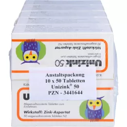 UNIZINK 50 zarnās šķīstošās tabletes, 10X50 gab