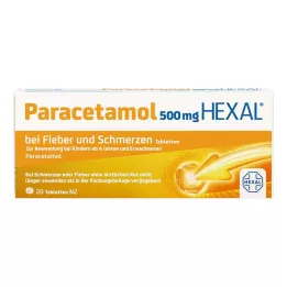 PARACETAMOL 500 mg HEXAL pret drudzi un sāpēm tabletes, 20 gab